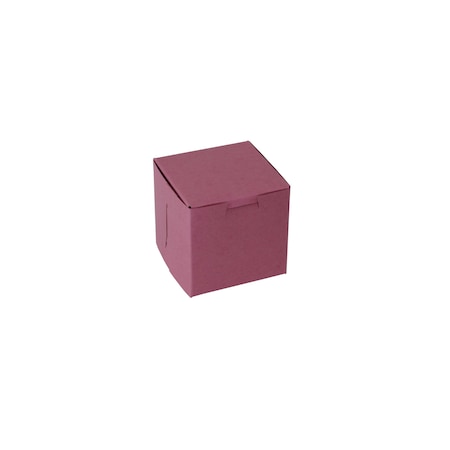 Boxit Boxit 4"x4"x4" Strawberry Pink 1 Piece Cornerlock Bakery Box, PK200 444B-195